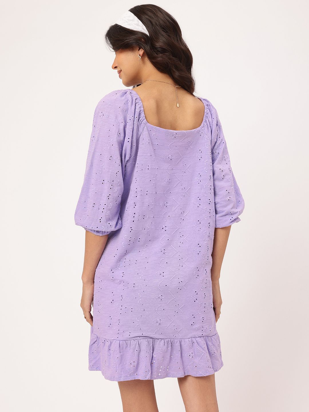 DressBerry Schiffli Splendor Cotton Mini A-Line Dress