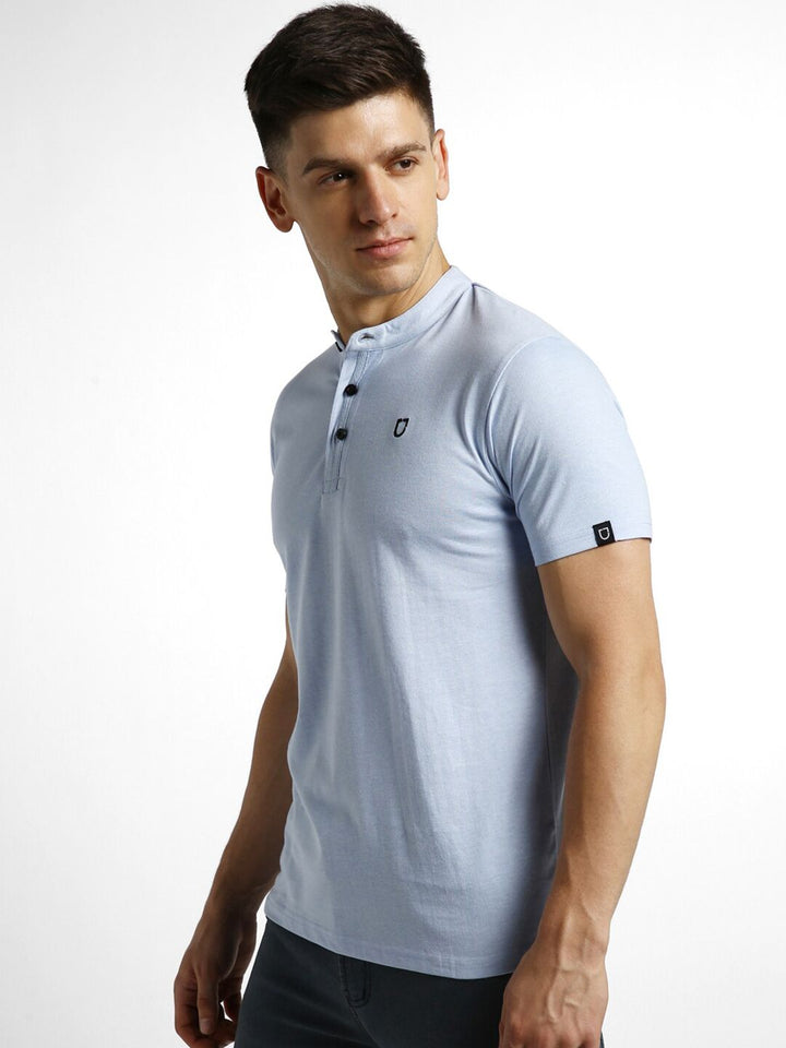 Urbano Fashion Mandarin Collar Slim Fit Pure Cotton T-shirt