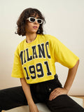 SASSAFRAS Printed Oversized Cotton Crop T-shirt