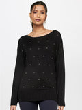 AND Women Black Geometric Print Top