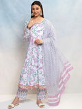 Vishudh Women Floral Printed Regular Pure Cotton Kurta with Trousers & With Dupatta