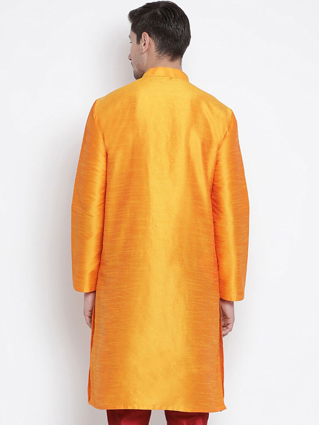 VASTRAMAY Men Orange Mandarin Collar Kurta
