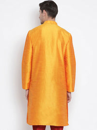 VASTRAMAY Men Orange Mandarin Collar Kurta
