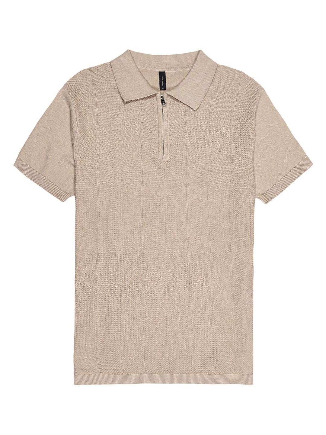 Thomas Scott Men Self Design Polo Collar Pure Cotton T-shirt