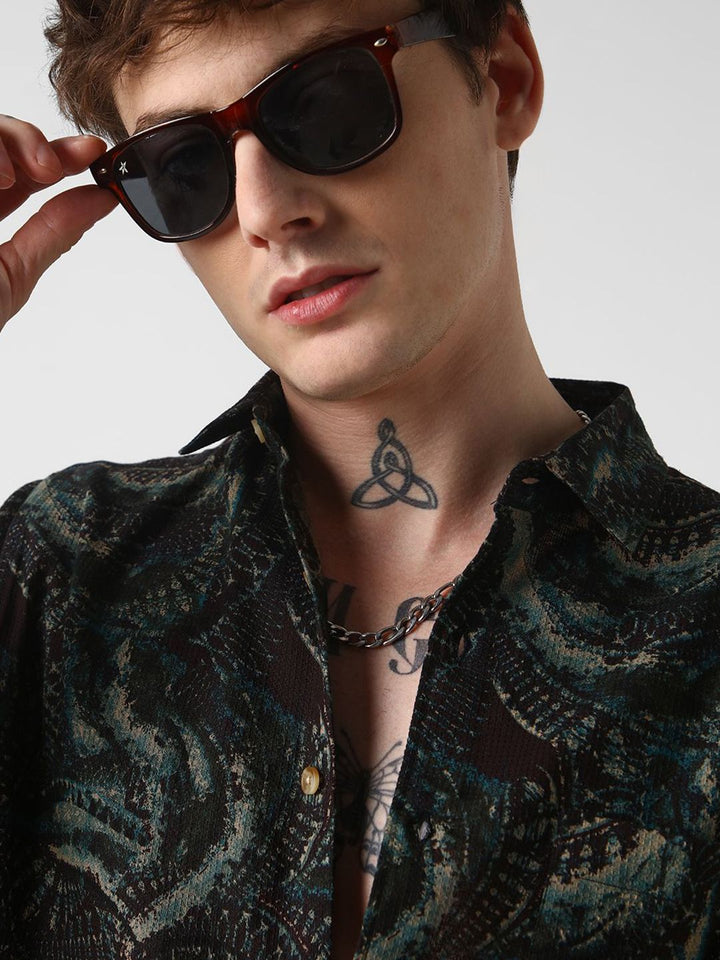 VASTRADO Men Classic Slim Fit Floral Opaque Printed Casual Shirt