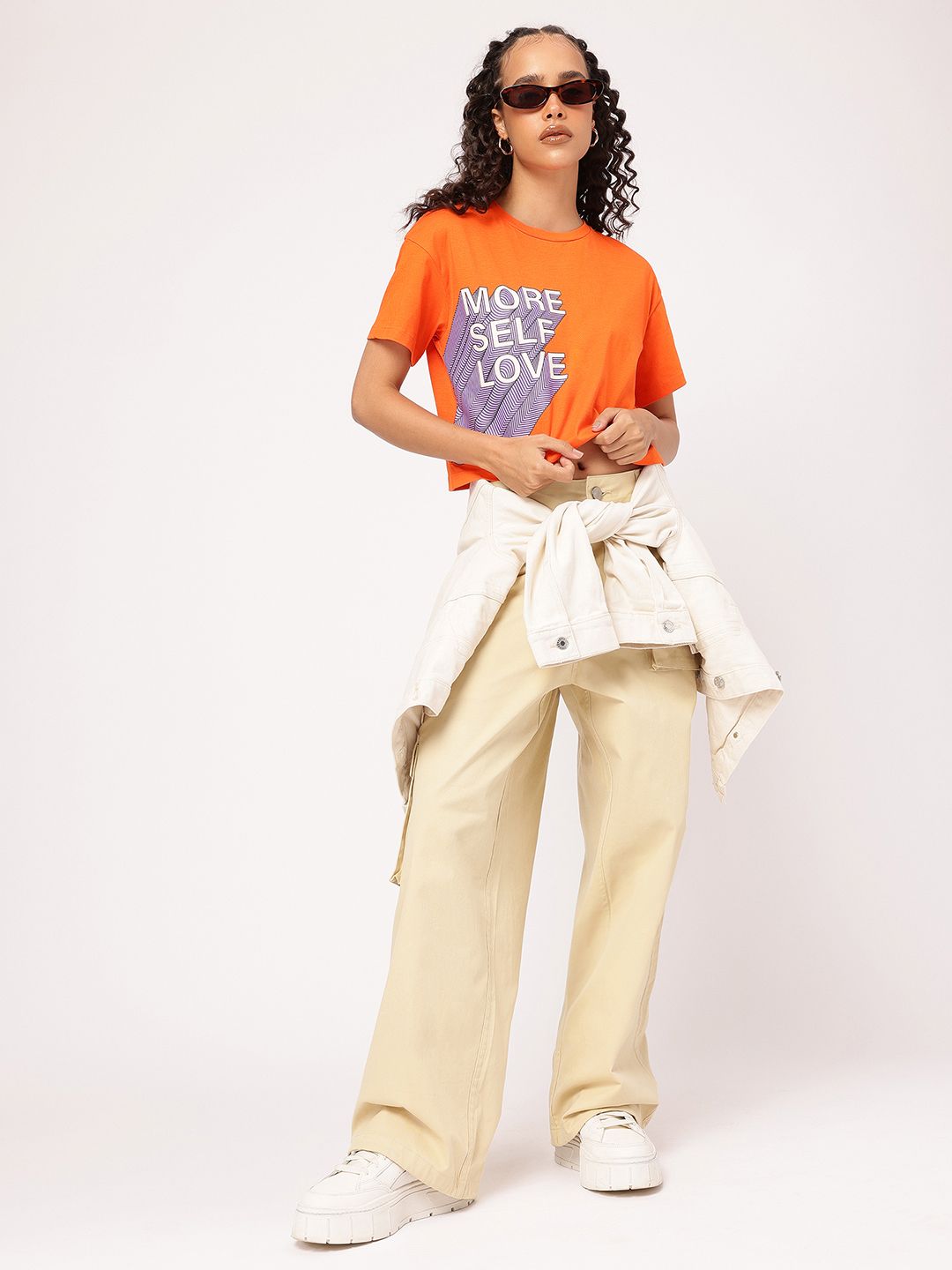 DressBerry Tangerine Sizzle Typography Boxy T-shirt