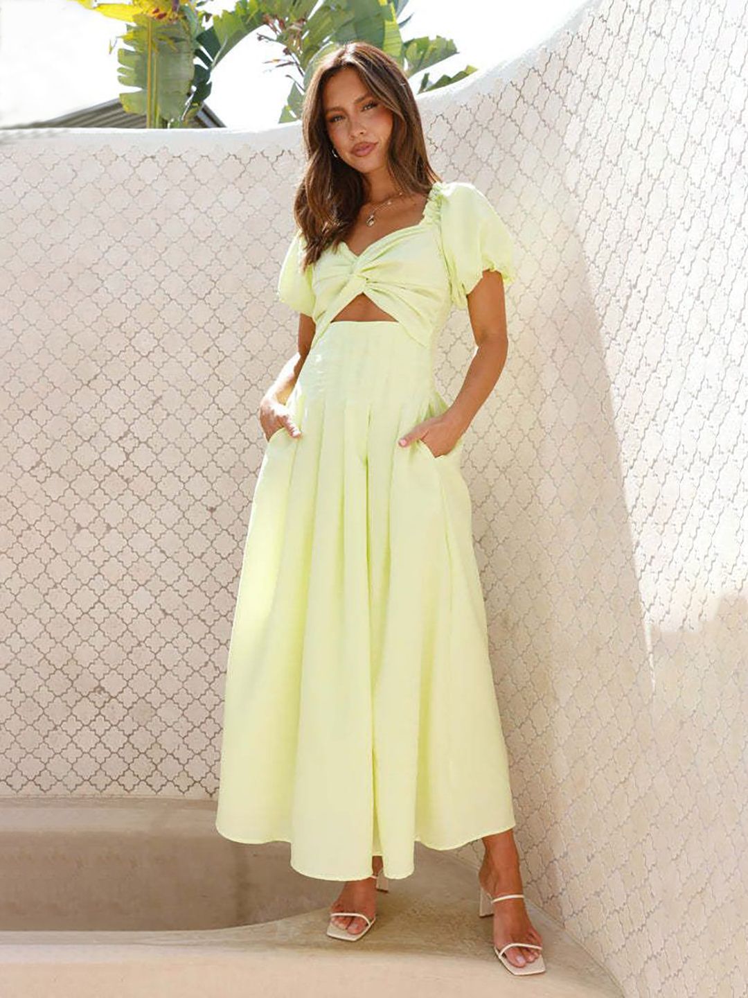 all about you Puff Sleeve Fit & Flare Maxi Dress