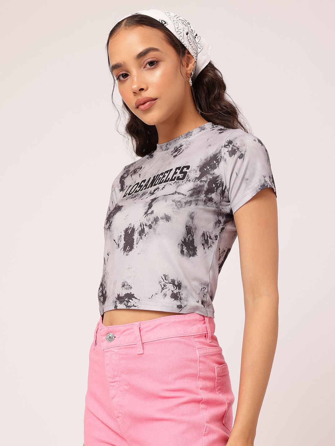 DressBerry LA City Chic Printed Dyed Crop T-shirt
