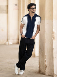 Powerlook Men Colourblocked Polo Collar Regular Fit Cotton T-shirt