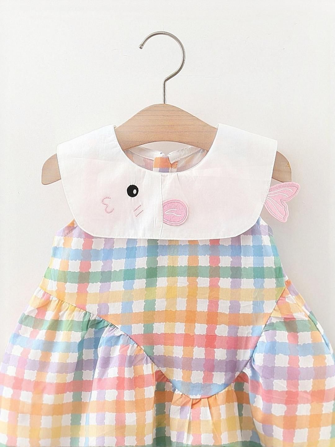 YK Checked Fit & Flare Dress