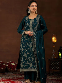 Libas Women Floral Embroidered Regular Sequinned Kurta with Trousers & With Dupatta