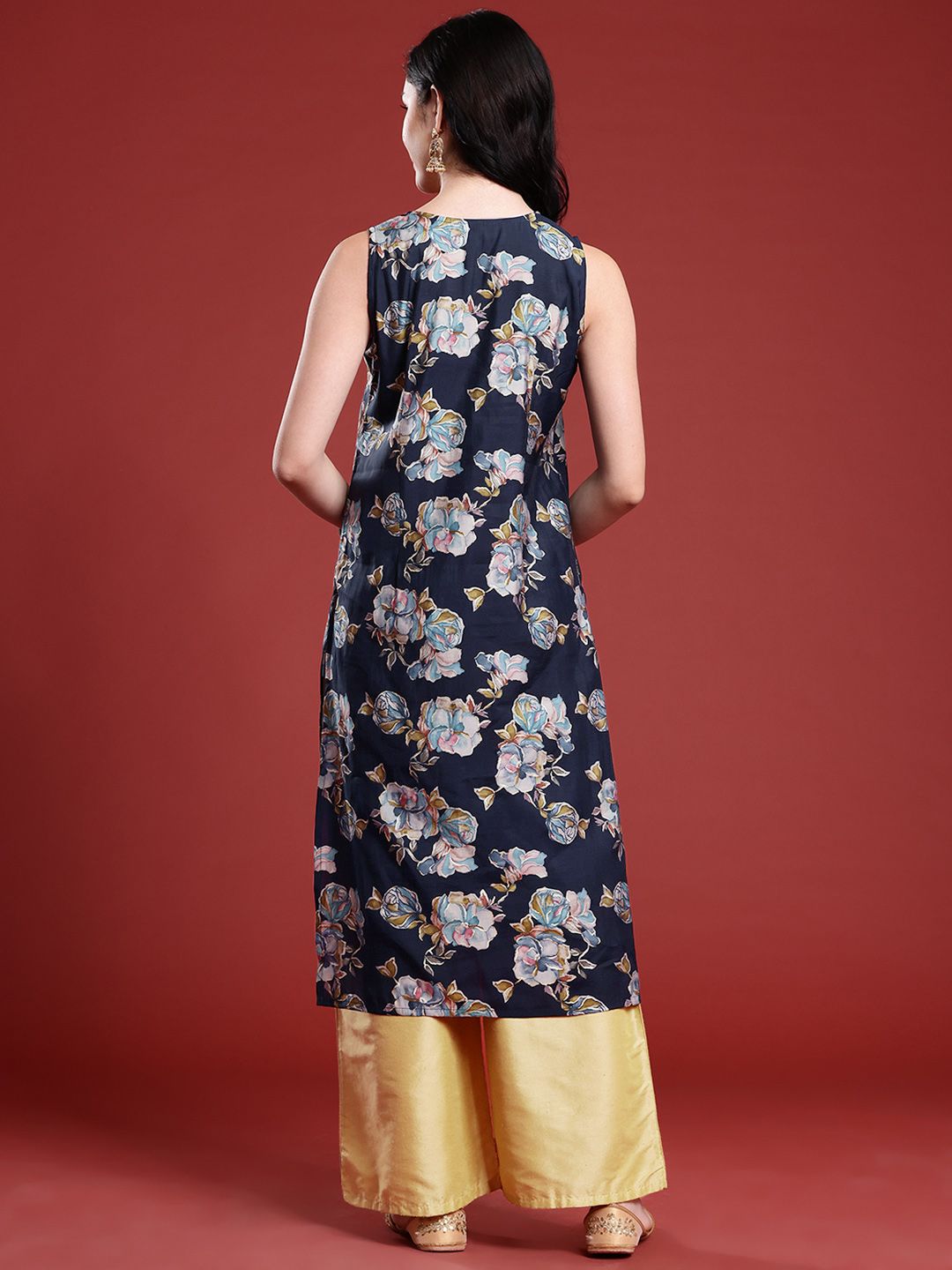 Anouk Floral Print Straight Kurta