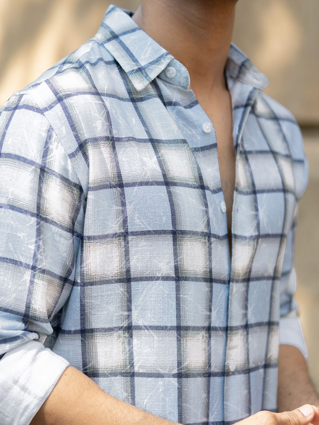 Powerlook Men Tartan Checks Checked Spread Collar Cotton Casual Shirt