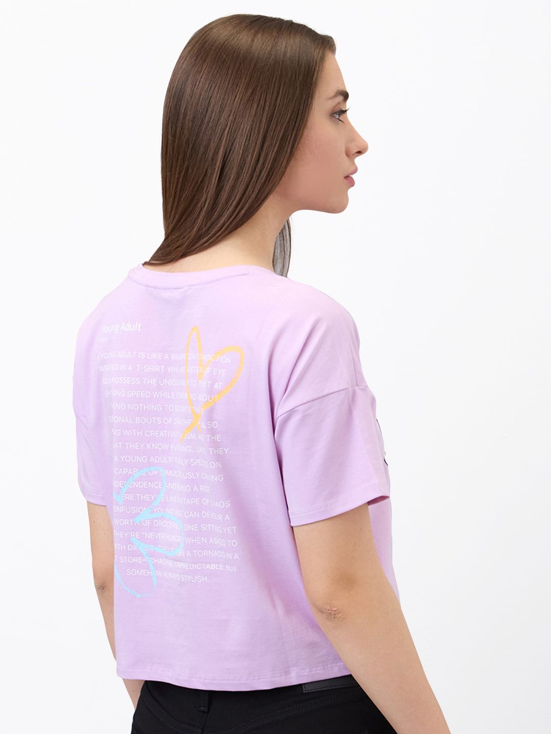 SPYKAR Women Graphic Printed Round Neck Cotton Boxy T-shirt