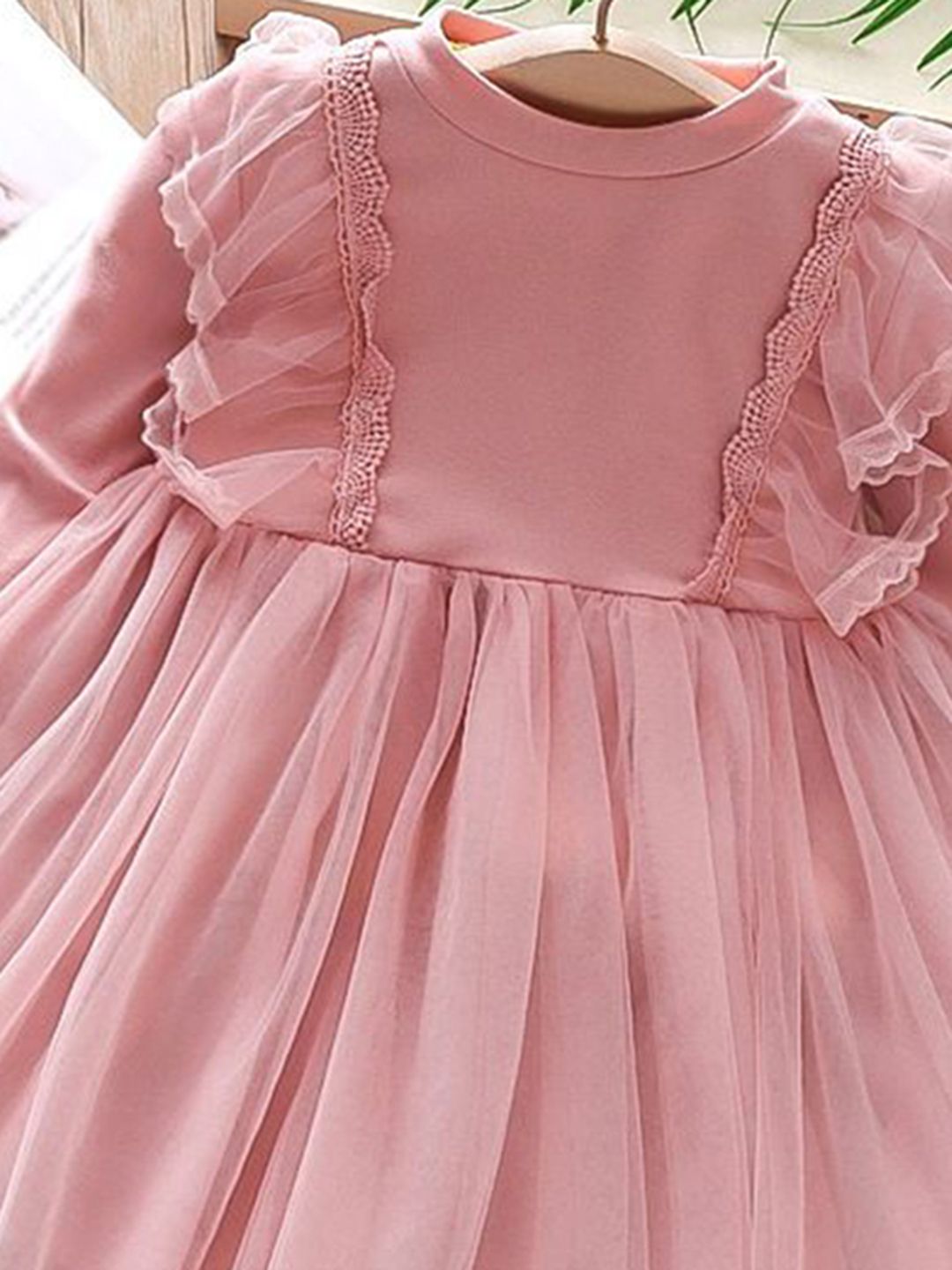 YK Girls Ruffled Satin Fit & Flare Dress