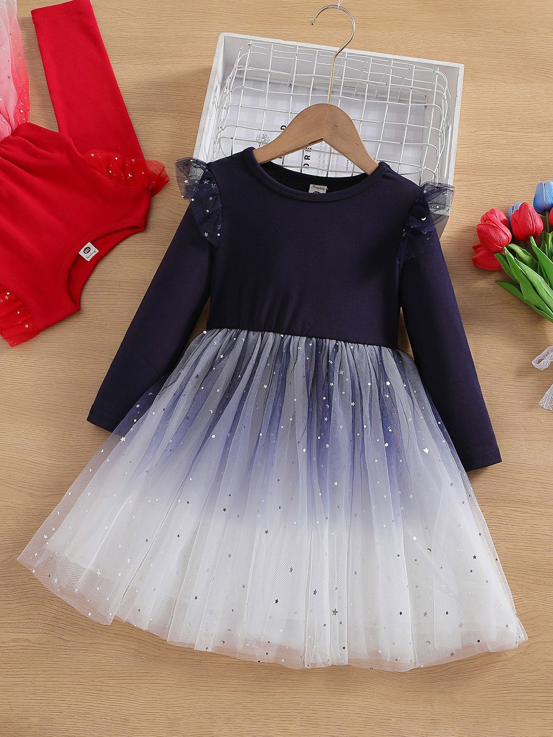 YK Colourblocked Fit & Flare Dress