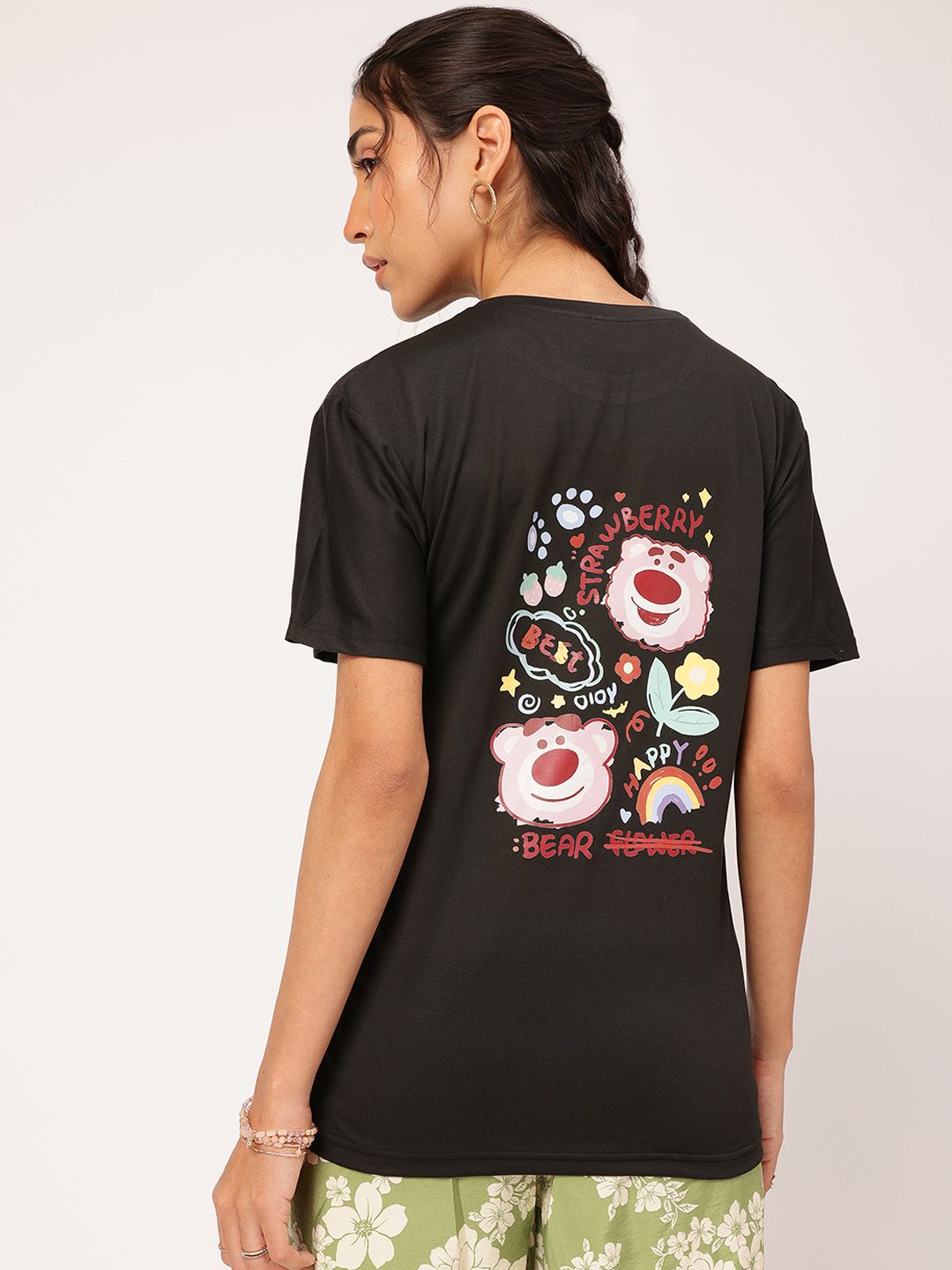 DressBerry Graphic Printed Back Round Neck T-shirt