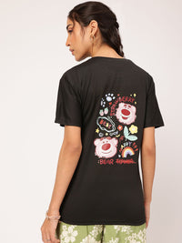 DressBerry Graphic Printed Back Round Neck T-shirt