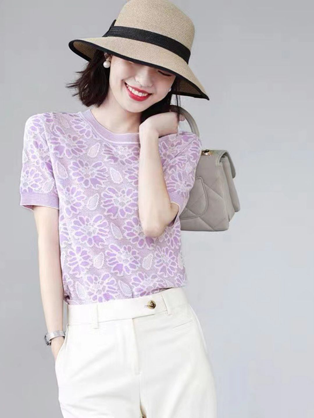 DressBerry Floral Printed Round Neck Cotton T-shirt