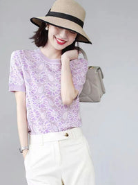 DressBerry Floral Printed Round Neck Cotton T-shirt