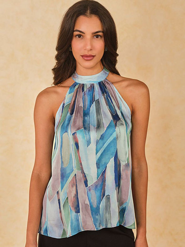 AND Women Abstract Printed Halter Neck Top
