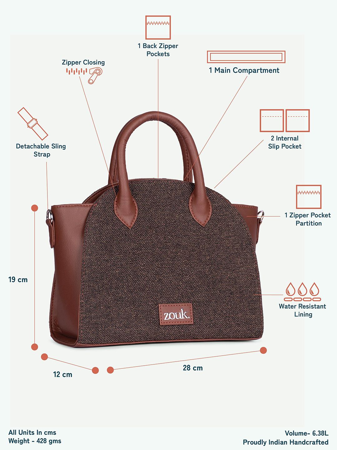 ZOUK Women Colourblocked Swagger Handheld Bag