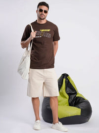 Bene Kleed Men Ecru Relaxed Fit Denim Shorts