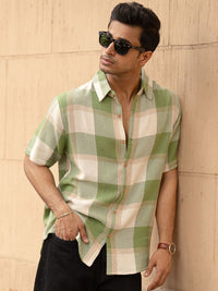 Powerlook Men Green Structured Checks Shirt