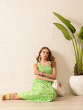 STREET 9 Floral Printed Square Neck Sleeveless A-Line Midi Dress