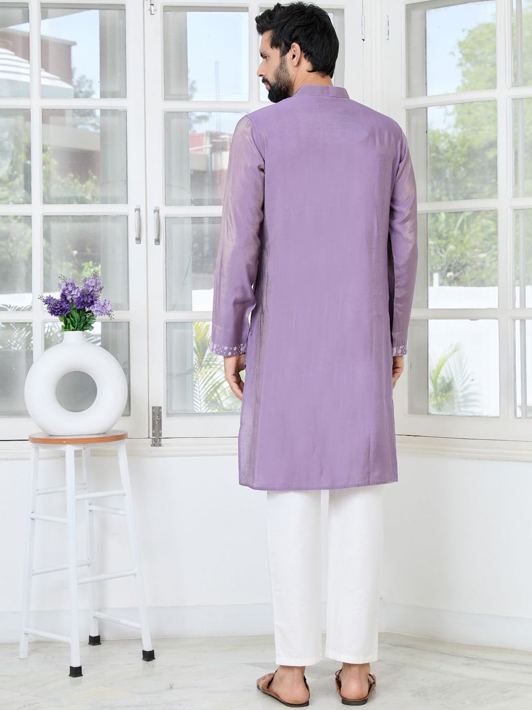 See Designs Men Embroidered Regular Sequinned Pure Cotton Kurta with Pyjamas