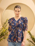 Antheaa Paisley Printed Tie-Ups Detail Chiffon A-Line Top