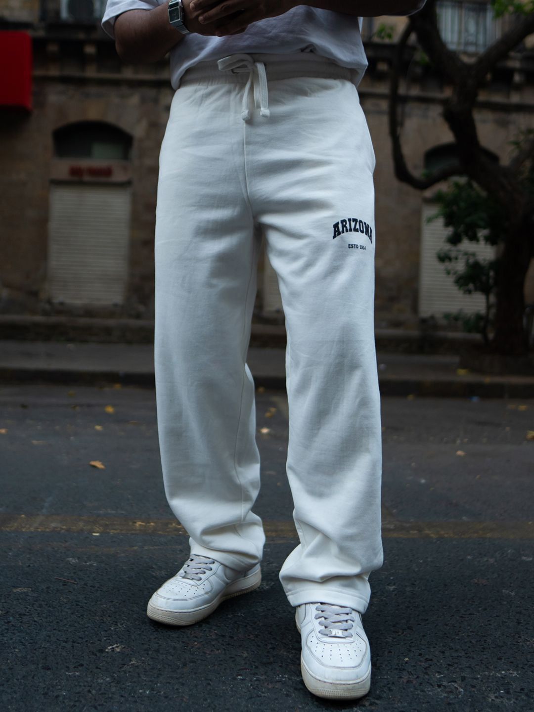 Powerlook Men Off-White Baggy Fit Track Pant