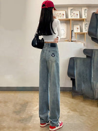 DressBerry Women Straight Fit Wide Leg High-Rise Light Fade Jeans
