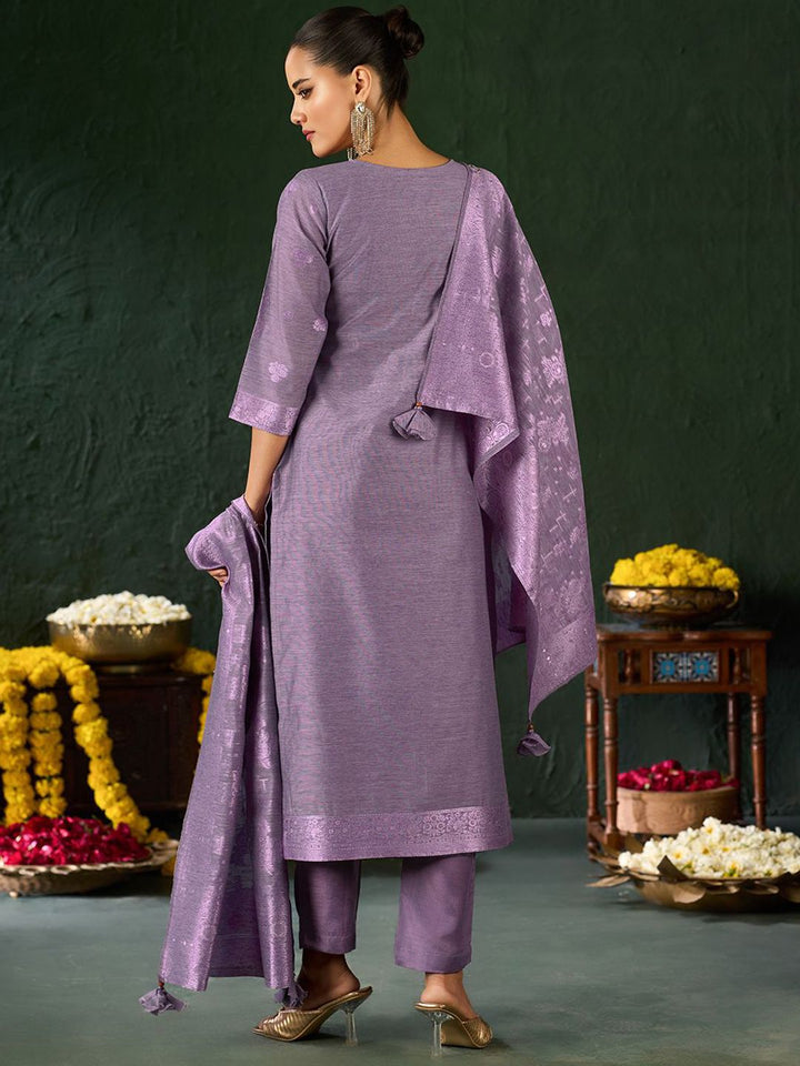 KALINI Women Self Design Thread Work Kurta with Trousers & With Dupatta