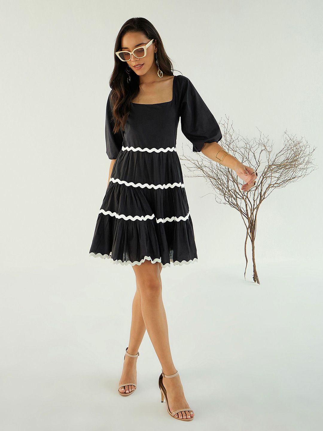 Pink Paprika by SASSAFRAS Women Cotton Fit & Flare Casual Dress