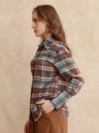 RAREISM Women Comfort Spread Collar Checked Casual Shirt