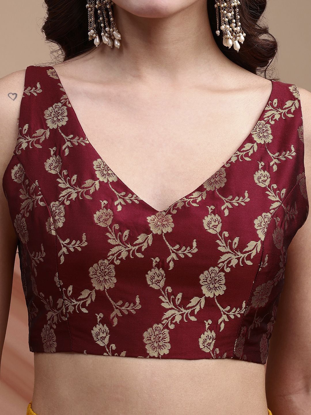 Tikhi Imli Woven Design Brocade Saree Blouse