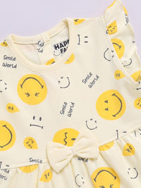 Happy Faces Infant Girls Smiley Printed Pure Cotton A-Line Dress