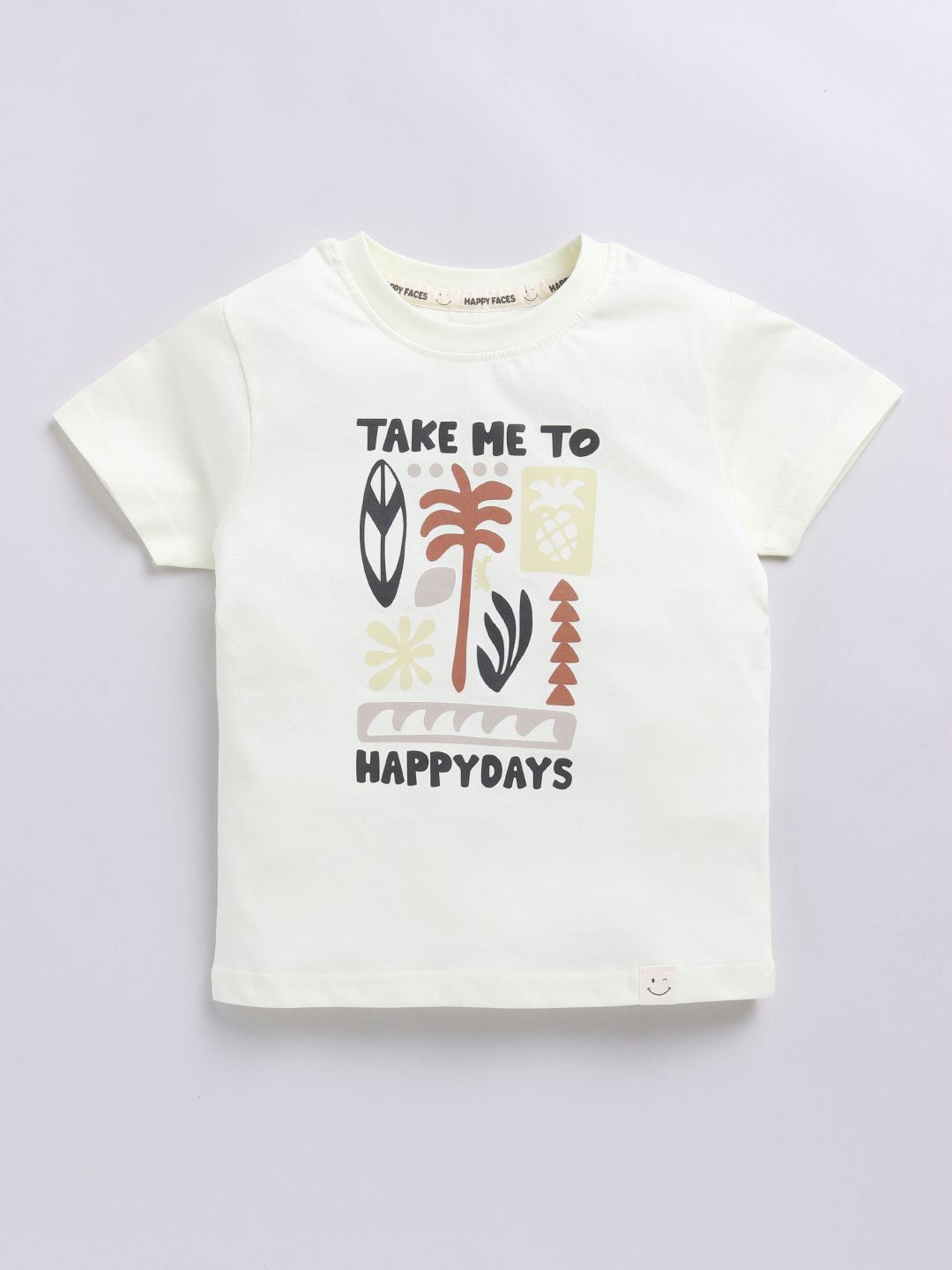 Happy Faces Kids Boys Printed Pure Cotton T-Shirt