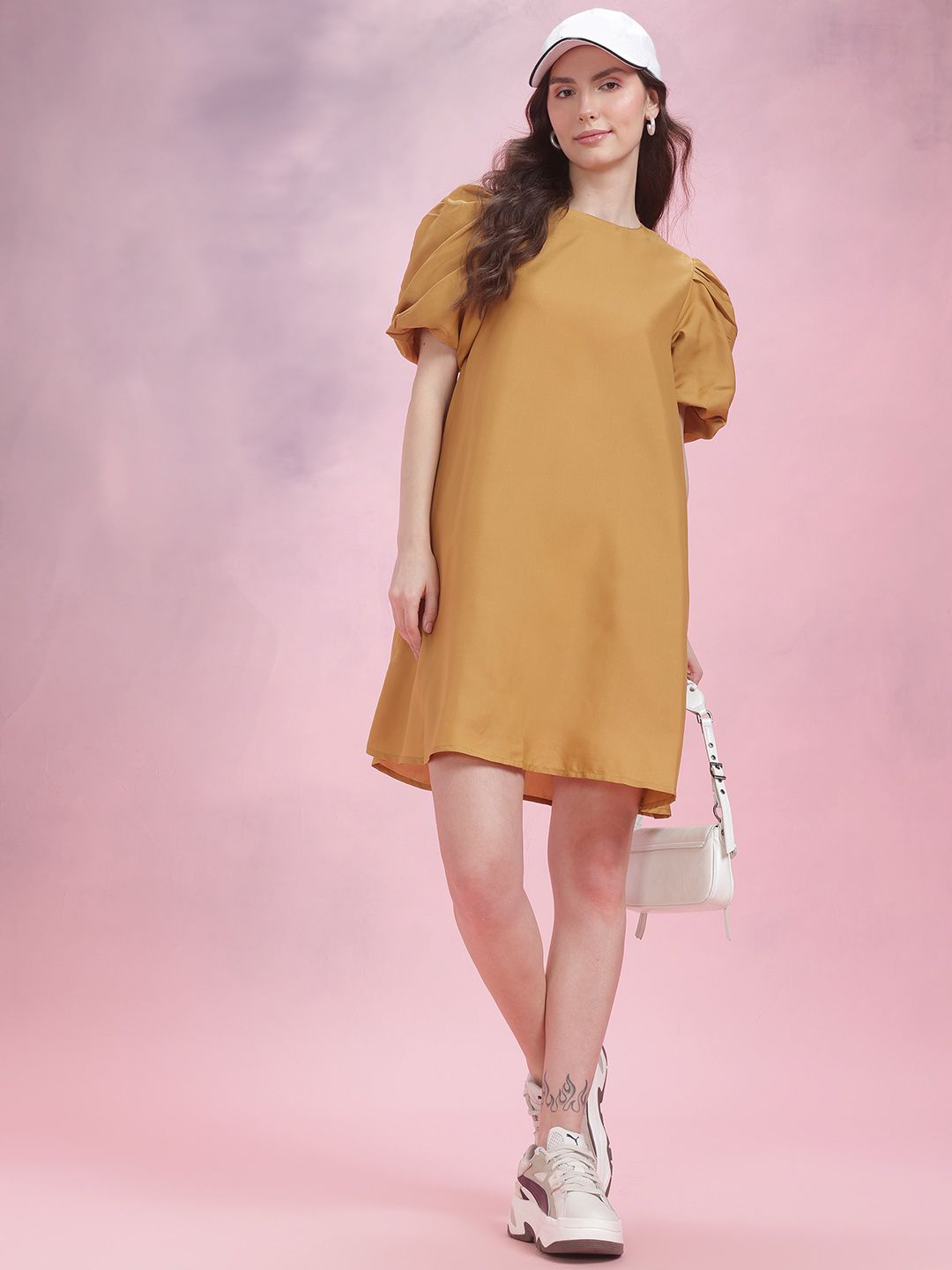 DressBerry Puff Sleeve A-Line Dress