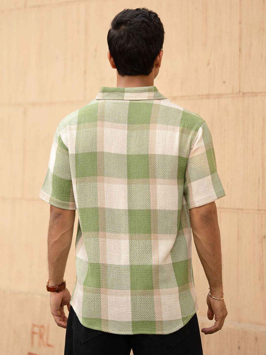 Powerlook Men Green Structured Checks Shirt