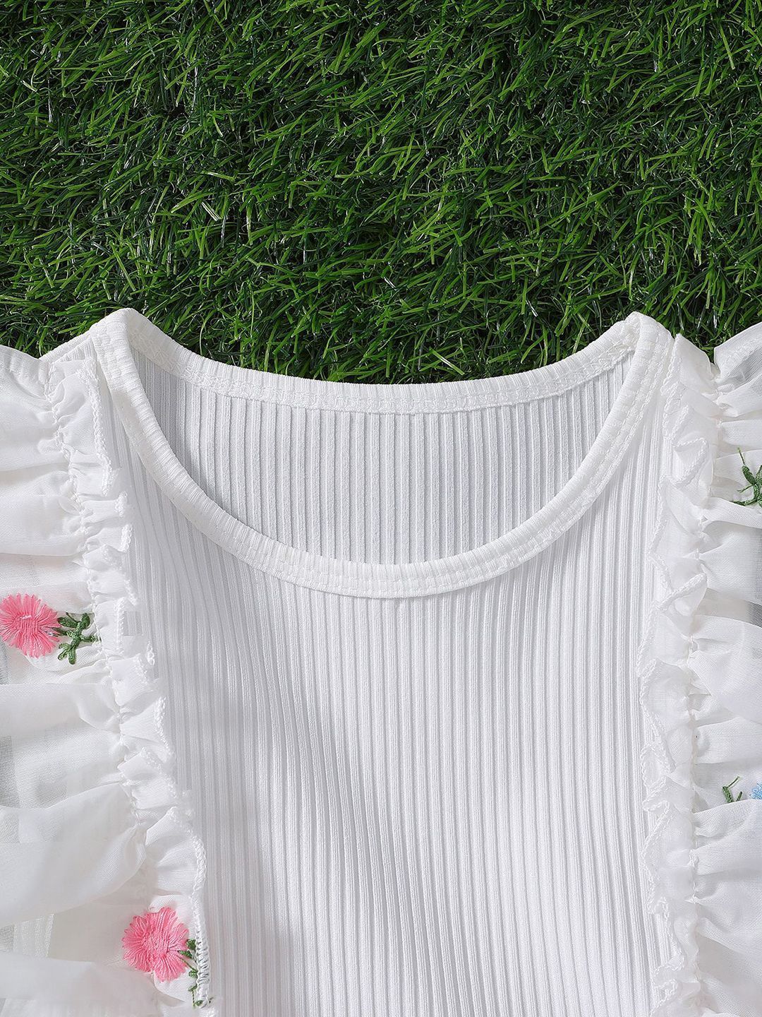 YK Girl Floral Print Flutter Sleeve Fit & Flare Dress