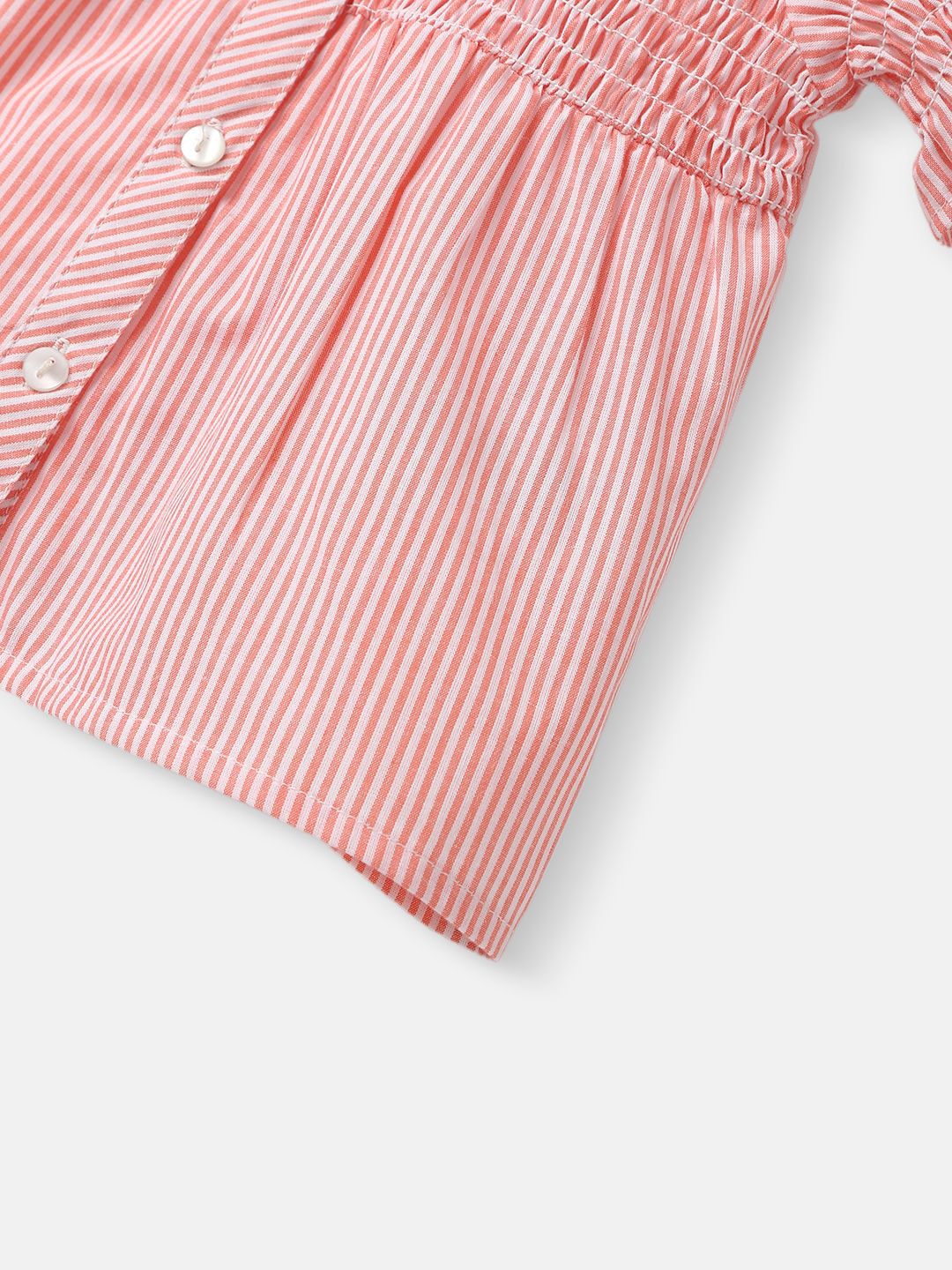 Nauti Nati Girls Striped  Ruffles Smocked Cotton Top