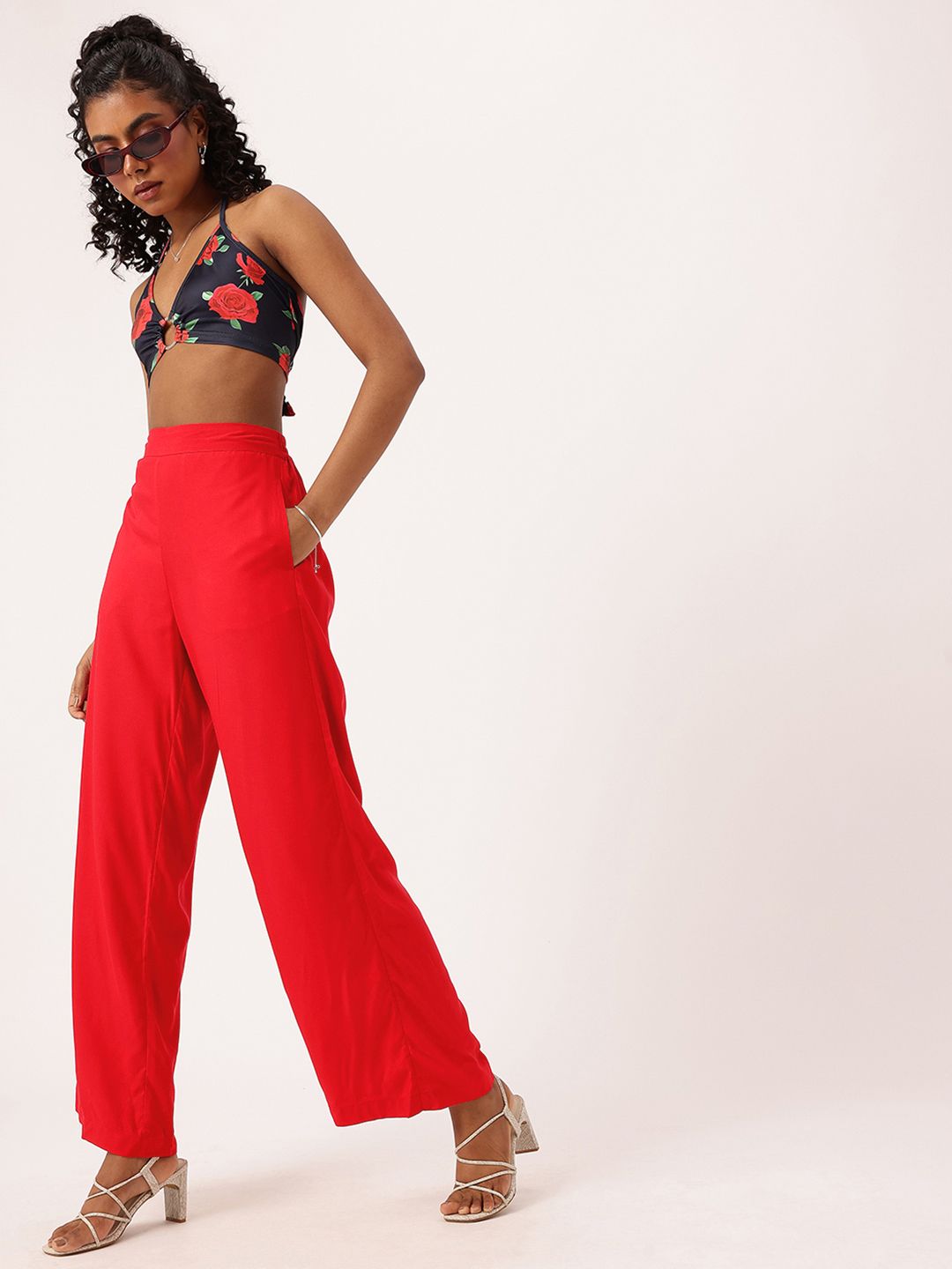 DressBerry Women Crimson Craze Wide Leg Pants