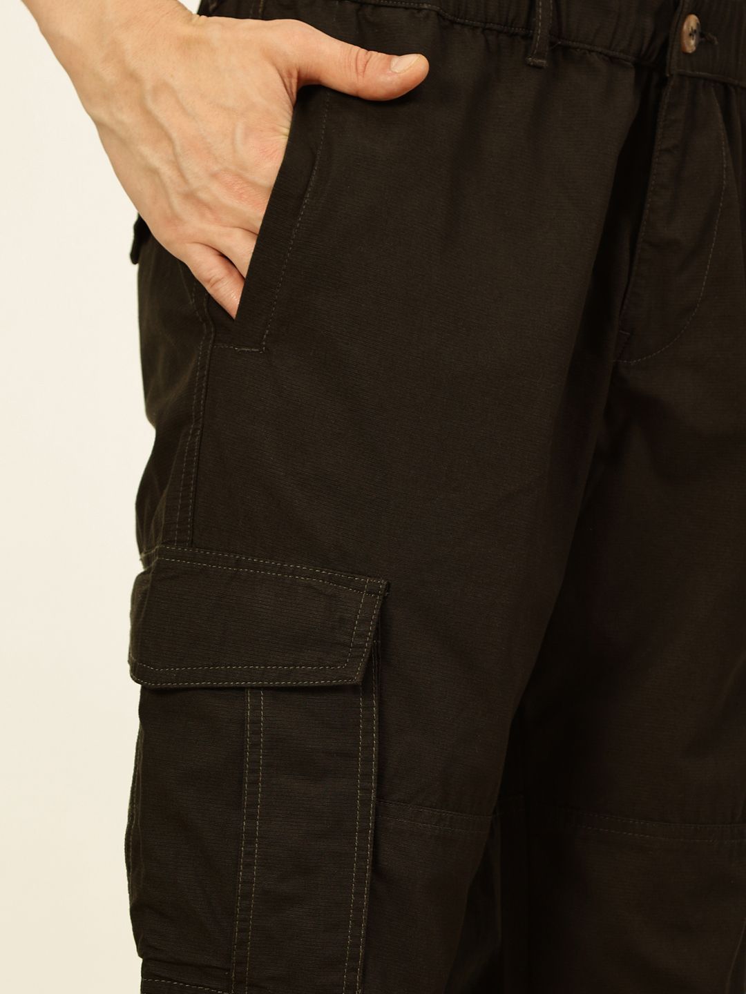 Thomas Scott Men Smart Slim Fit Easy Wash Cargos Trousers