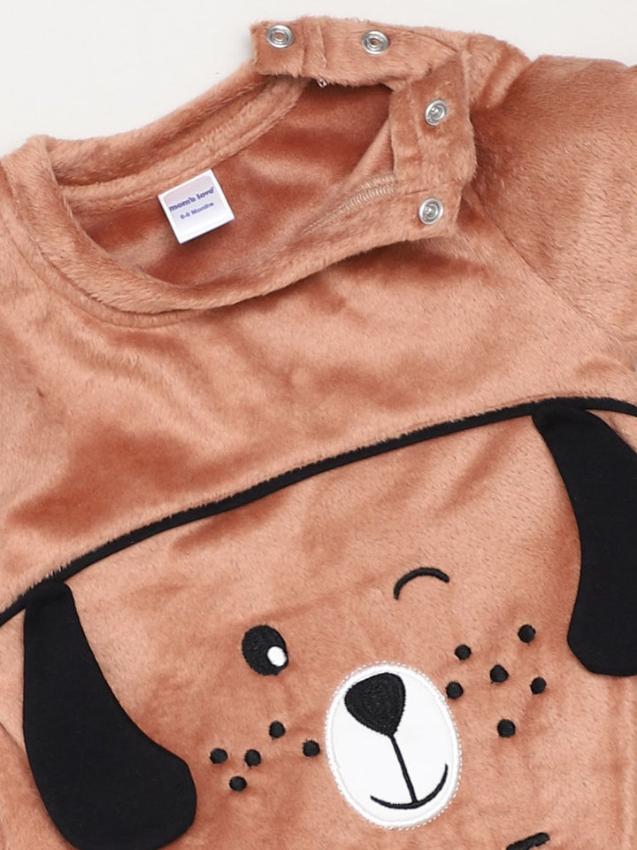 Moms Love Infant Boys Embroidered Pure Cotton Sleepsuit