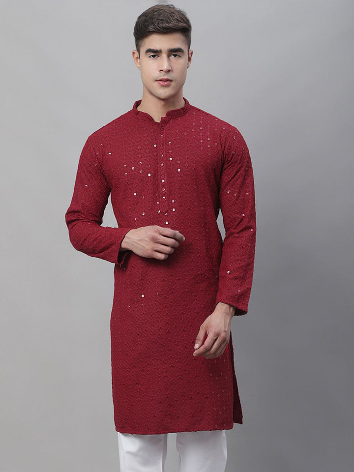SOJANYA Ethnic Motifs Embroidered Sequinned Pure Cotton Kurta