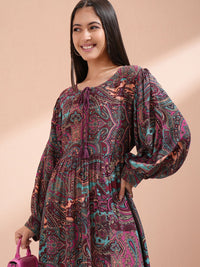 Vishudh Women Ethnic Motifs Printed Fit & Flare Dress