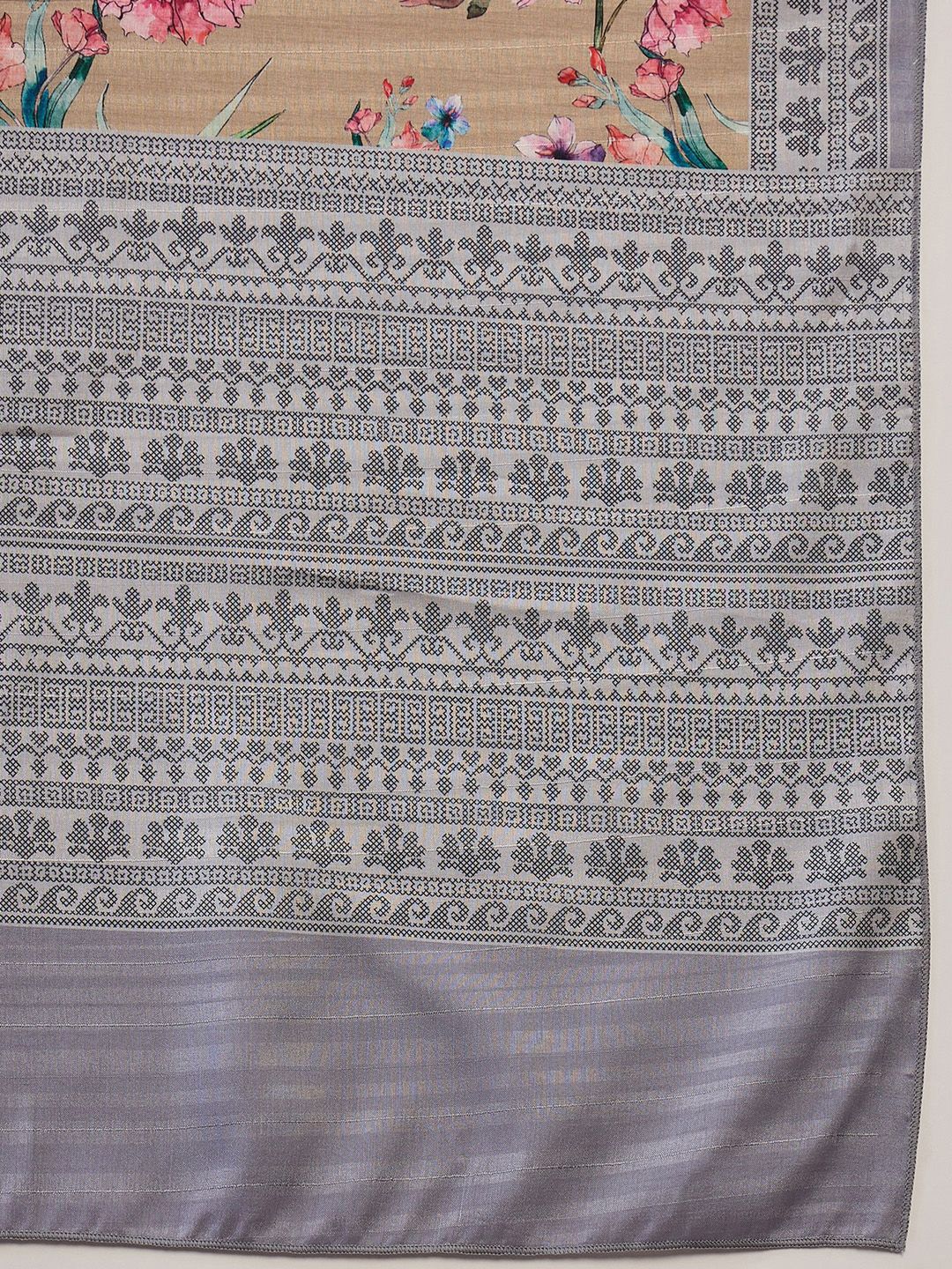 Saree mall Floral Silk Blend Bagru Sarees