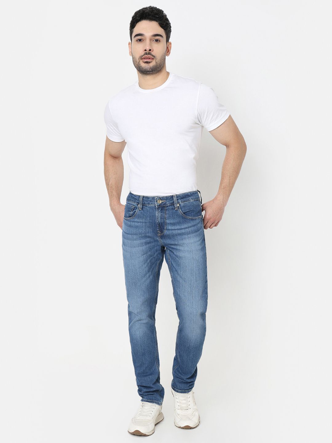 SPYKAR Non-Stretchable Narrow Slim Fit Low-Rise Light Fade Pure Cotton Jeans